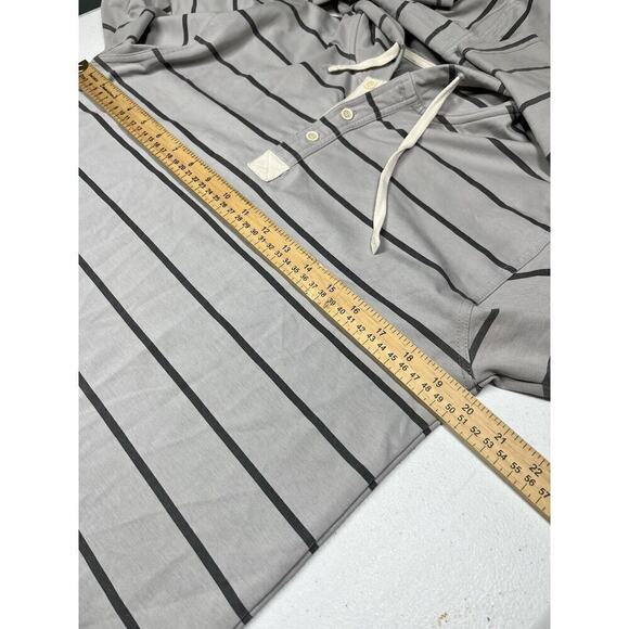 BYLT Drop Cut Hooded Henley Sweatshirt Gray Striped Mens Size M - Picture 3 of 6